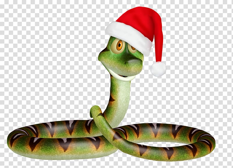 Grass snake Ded Moroz New Year, snake transparent background PNG clipart
