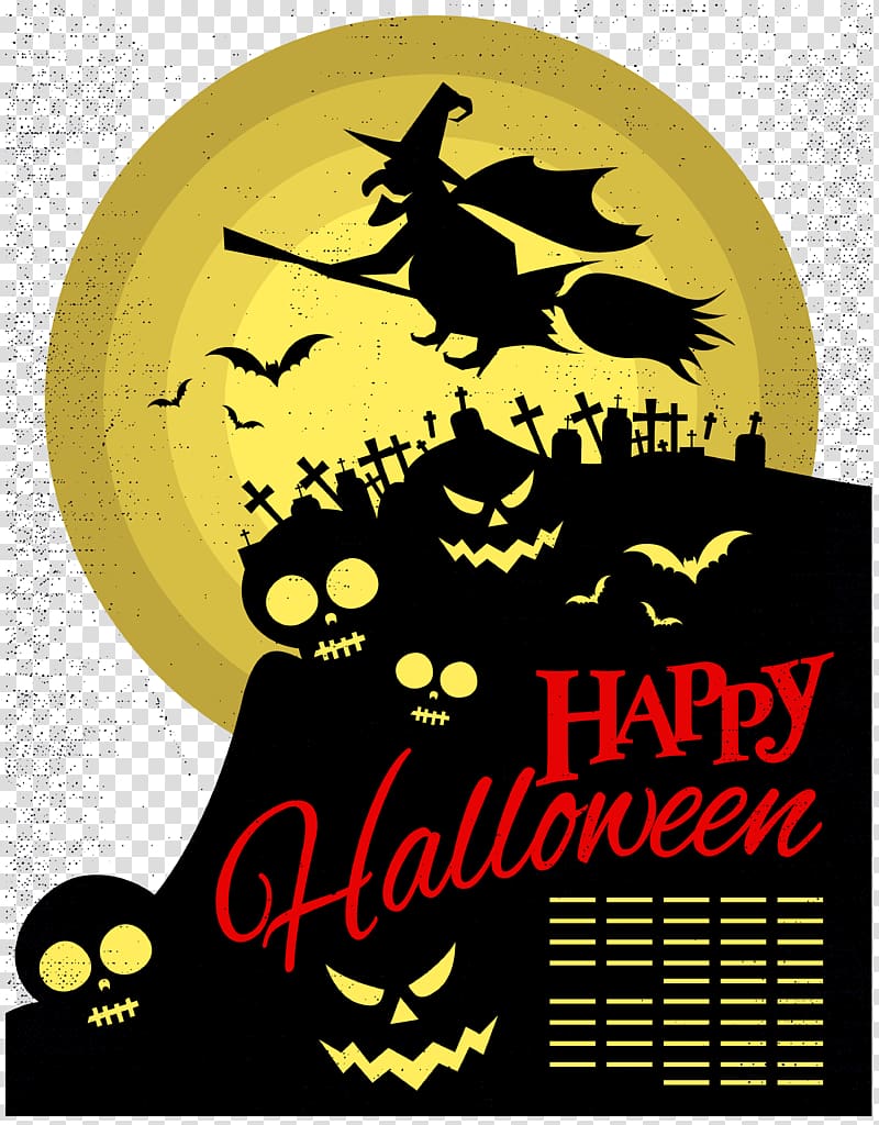 Poster Halloween Illustration, Horror Witch transparent background PNG clipart