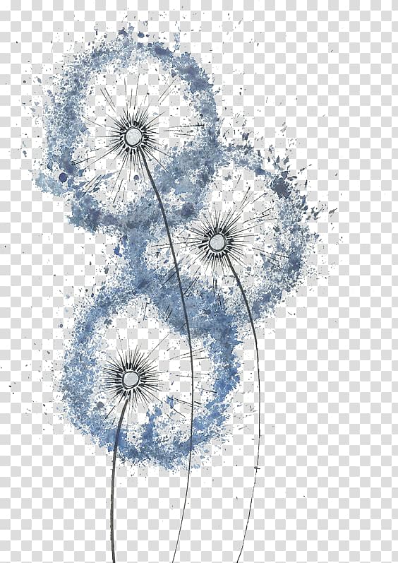dandelion , Dandelion Illustration, Ink dandelion deductible element transparent background PNG clipart