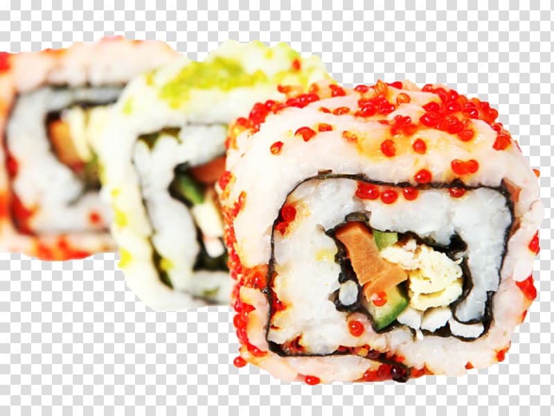 Sushi Japanese Cuisine California roll Seafood, Sushi transparent background PNG clipart