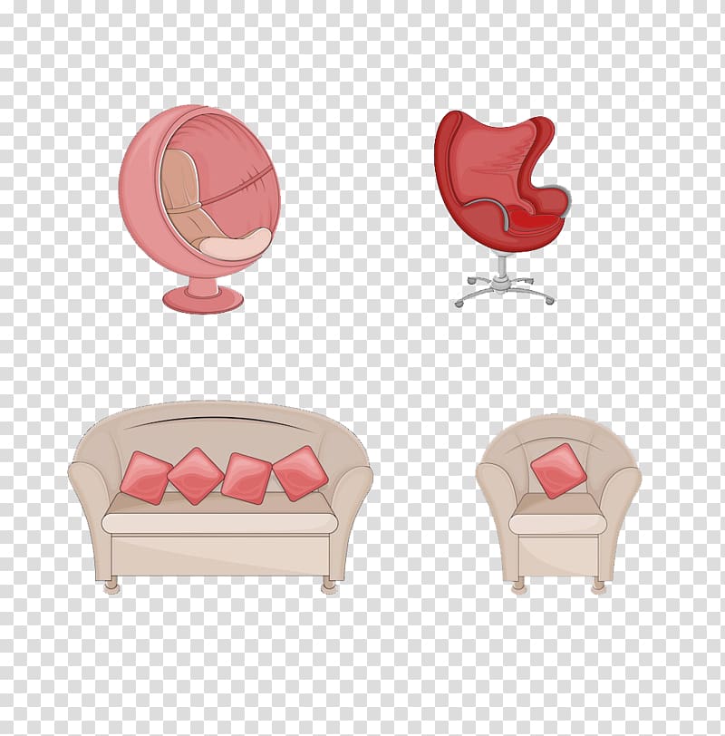 Table Chair Heart Pattern, Sofa and chair design transparent background PNG clipart