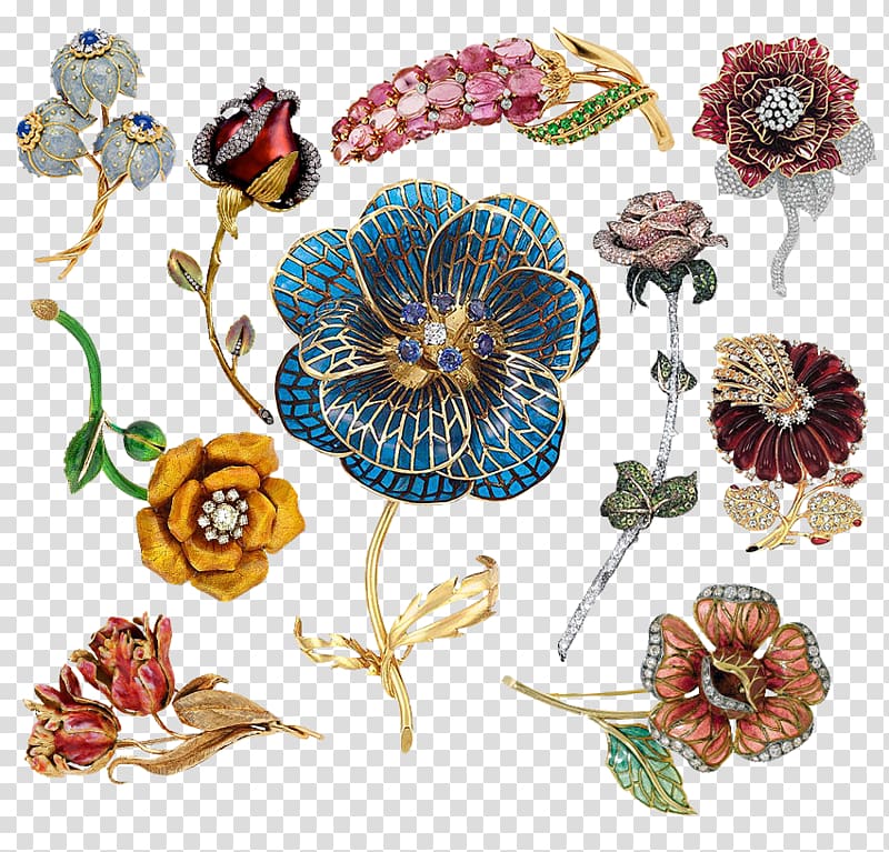 Jewellery Flower Diamond Gold, Flowers and jewelry transparent background PNG clipart