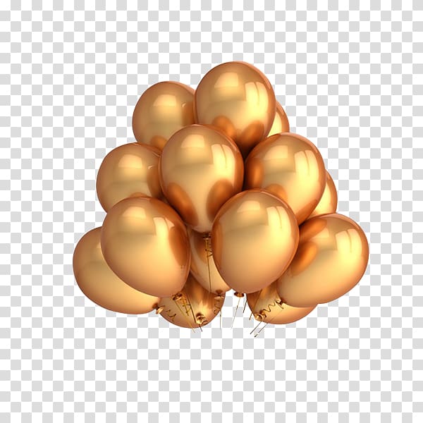Balloon Gold Party Birthday Metallic color, Gold lightweight balloon transparent background PNG clipart