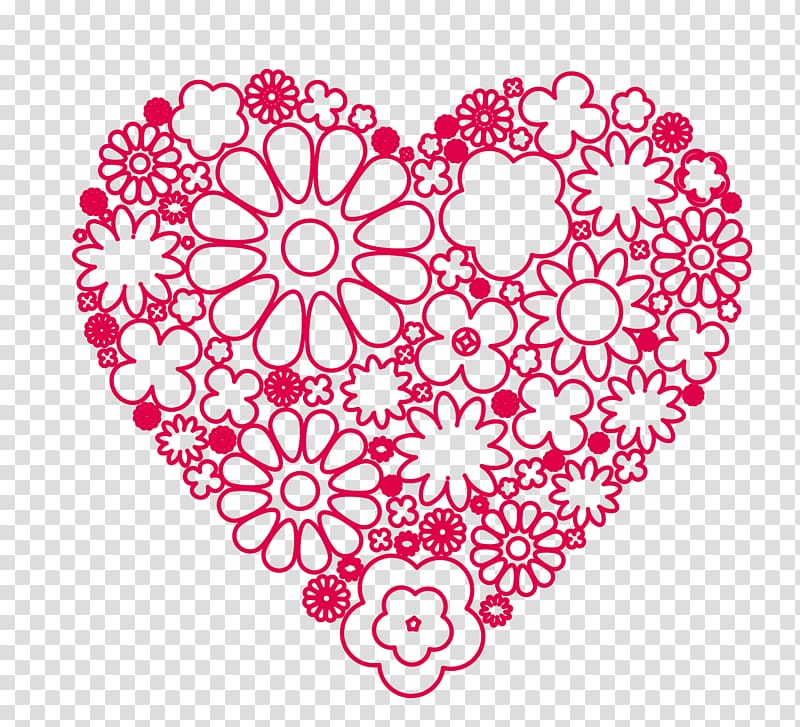 Marriage, hand-painted small flowers grouped into hearts transparent background PNG clipart