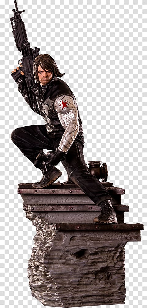 Captain America Statue Bucky Barnes Black Panther War Machine, Toy Soldiers transparent background PNG clipart