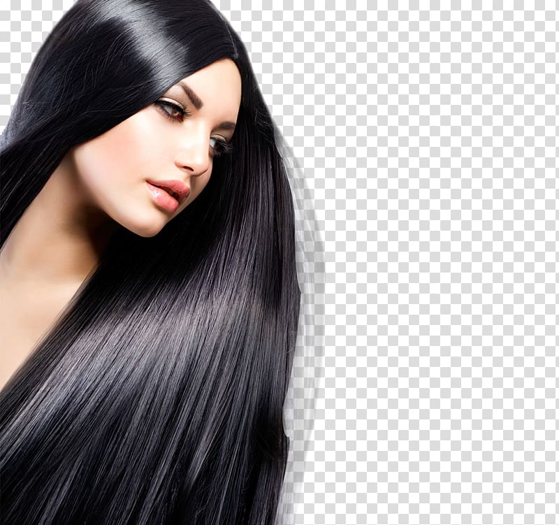 black-haired woman illustration, Beauty Parlour Hairdresser Hair straightening Hair coloring, model transparent background PNG clipart