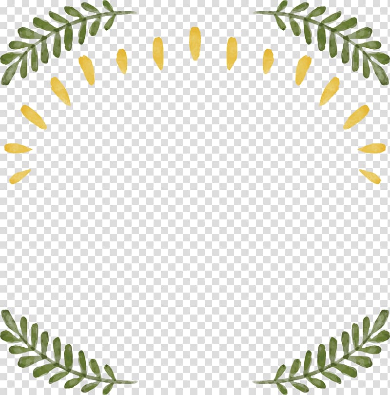 green leaf framed , Leaf, Simple hand-painted leaves border transparent background PNG clipart