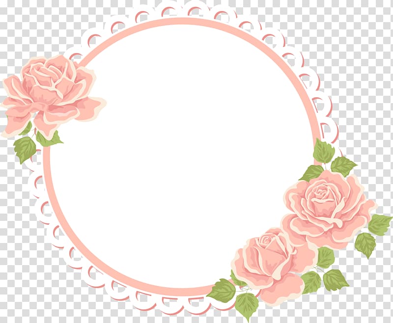 Flower frame Pattern, Artwork painted pink roses transparent background PNG clipart