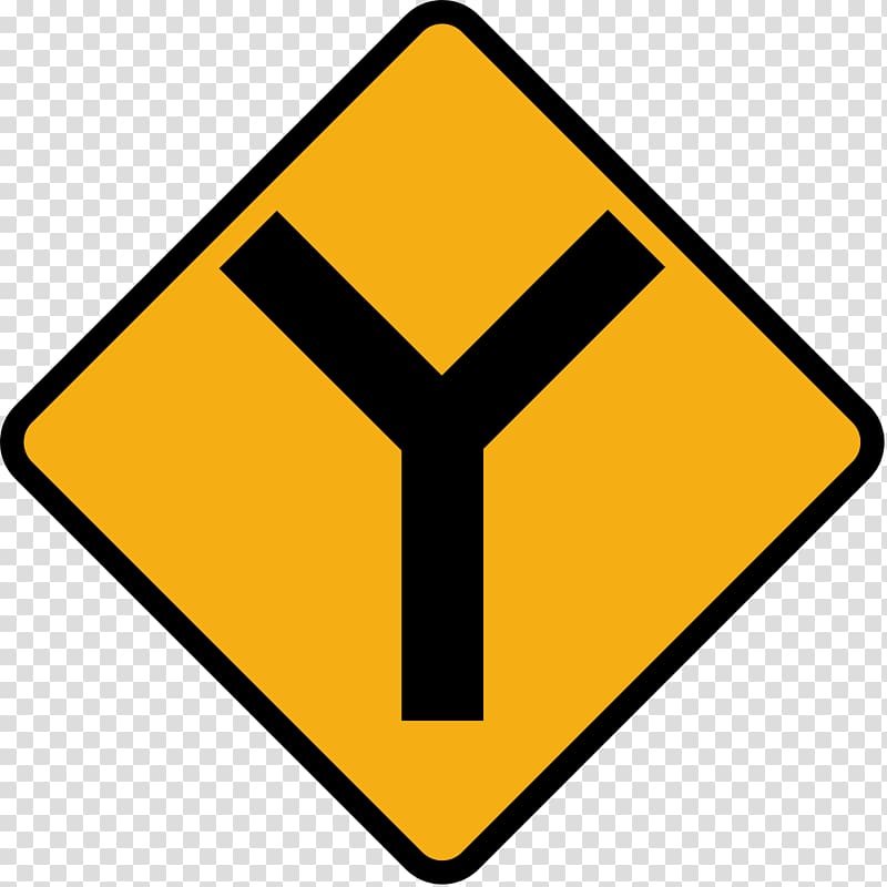 Traffic sign Warning sign Road Three-way junction, Road Sign transparent background PNG clipart