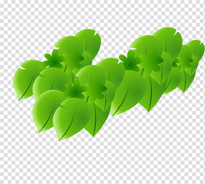 Cartoon Raster graphics, Painted green leaves transparent background PNG clipart