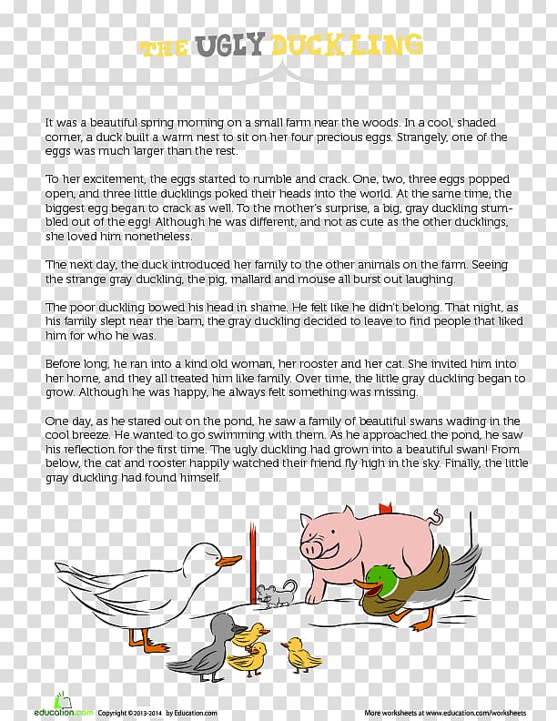 The Ugly Duckling The Boy Who Cried Wolf Fairy tale Reading comprehension, ugly duckling transparent background PNG clipart