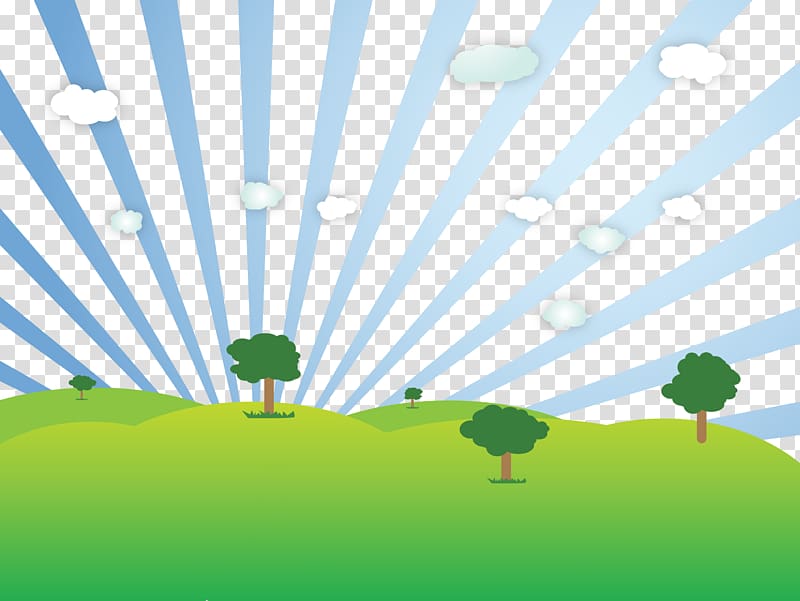 three and clouds illustration, Grassland transparent background PNG clipart