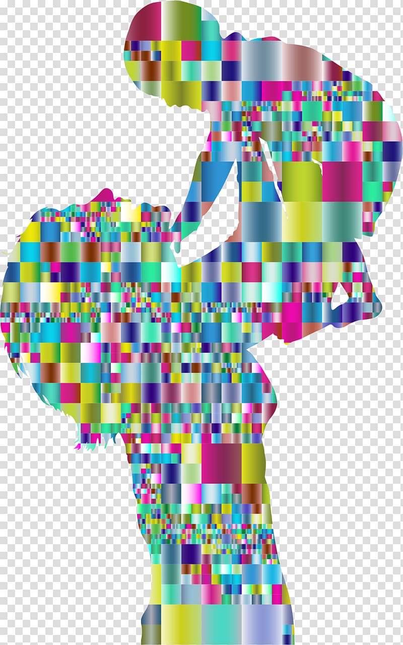 Child Mosaic Silhouette , mom and baby transparent background PNG clipart