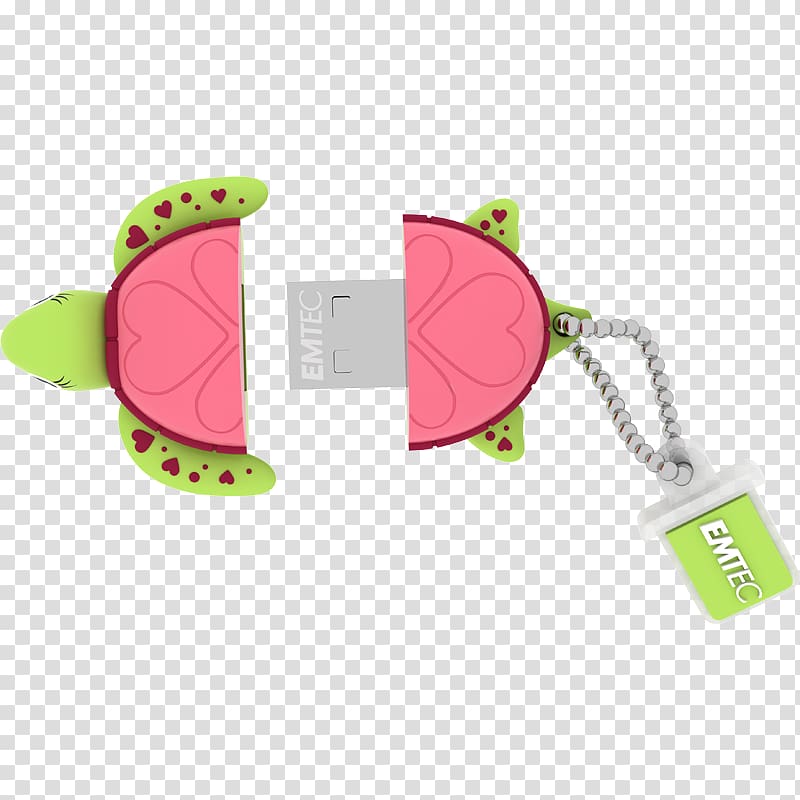 USB Flash Drives EMTEC Animalitos Marine Range M335 Lady Turtle USB flash drive, 8 GB, Green, Pink, turtle mailbox transparent background PNG clipart