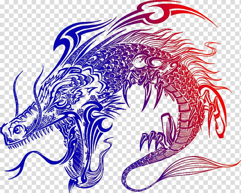 Dragon Tattoo Illustration, Japanese Dragon Totem transparent background PNG clipart