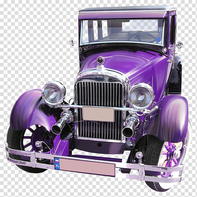 Antique car Fiat Automobiles Mercedes-Benz, Beautiful purple car transparent background PNG clipart