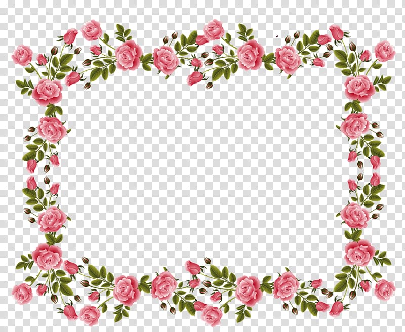 pink petaled flower illustration, Rose Frames Pink flowers , flower border transparent background PNG clipart