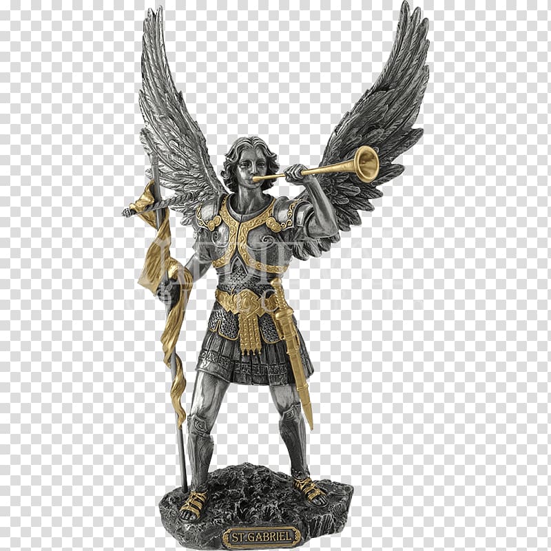 Gabriel Michael Bronze sculpture Figurine Archangel, angel transparent background PNG clipart