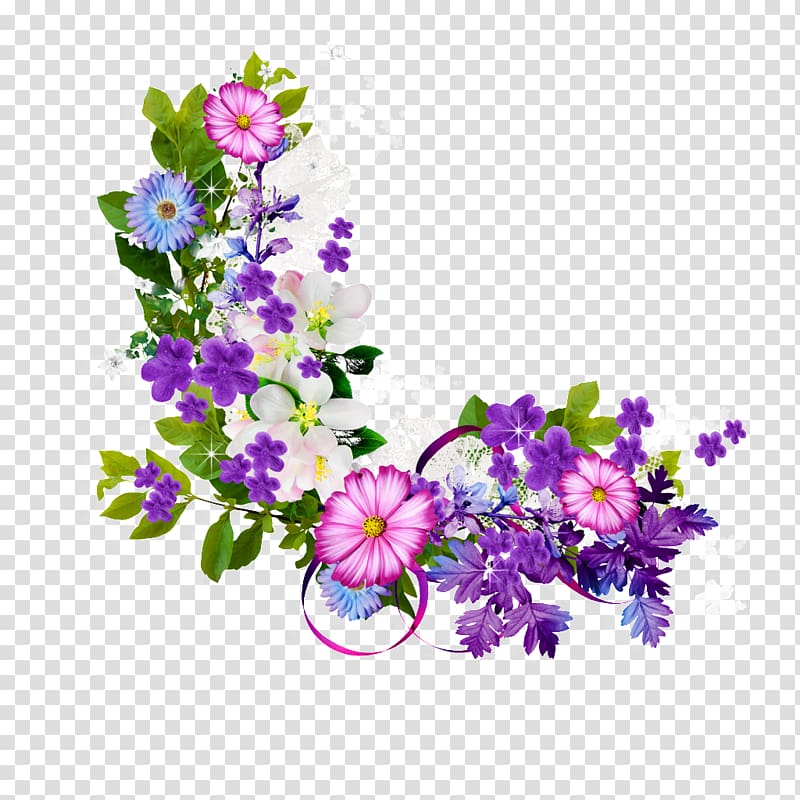 bouquet of purple flowers border transparent background PNG clipart