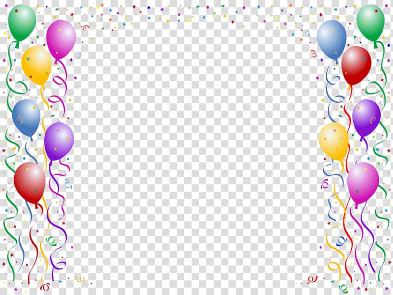 Birthday cake Wish Happy Birthday to You Party, Colorful balloons border celebrate, multicolored balloons border frame transparent background PNG clipart