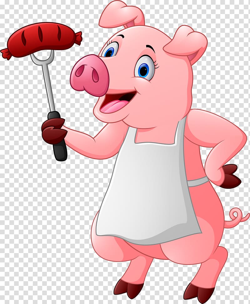 cartoon cute pig cook transparent background PNG clipart