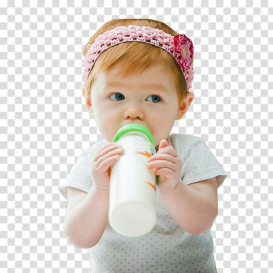 Powdered milk Infant formula Child, The blonde girl holding a bottle of milk. transparent background PNG clipart