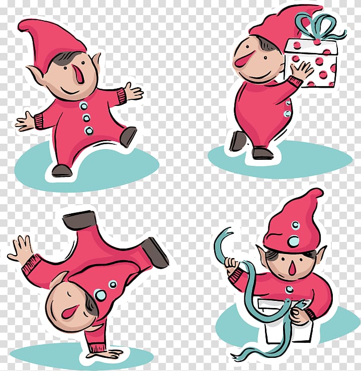 Santa Claus Christmas , cute red Christmas Elf characters transparent background PNG clipart