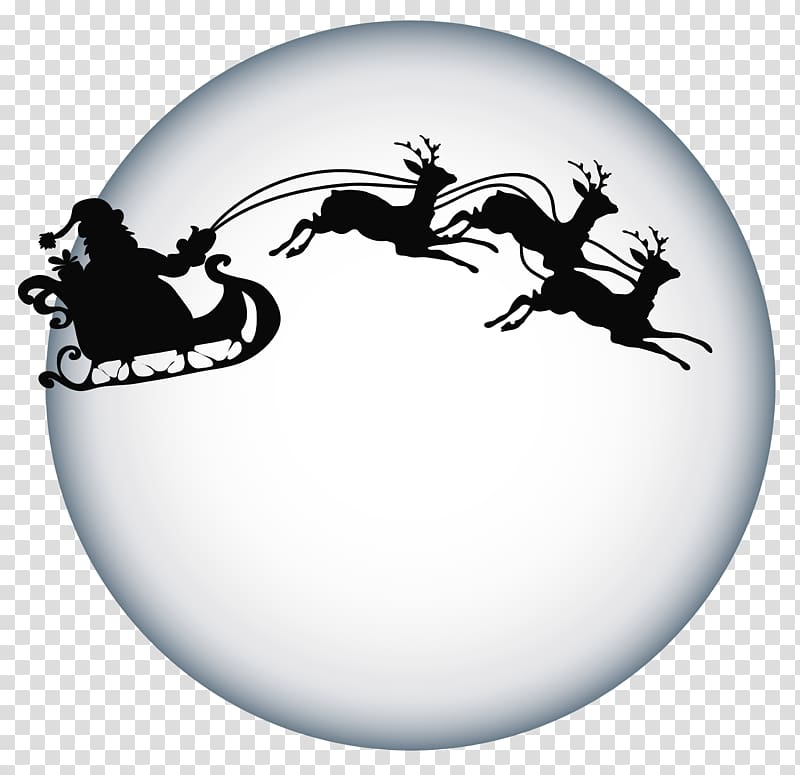 Santa Claus and sleigh , Santa Claus's reindeer Santa Claus's reindeer Silhouette , Santa Clause and Moon Shade transparent background PNG clipart