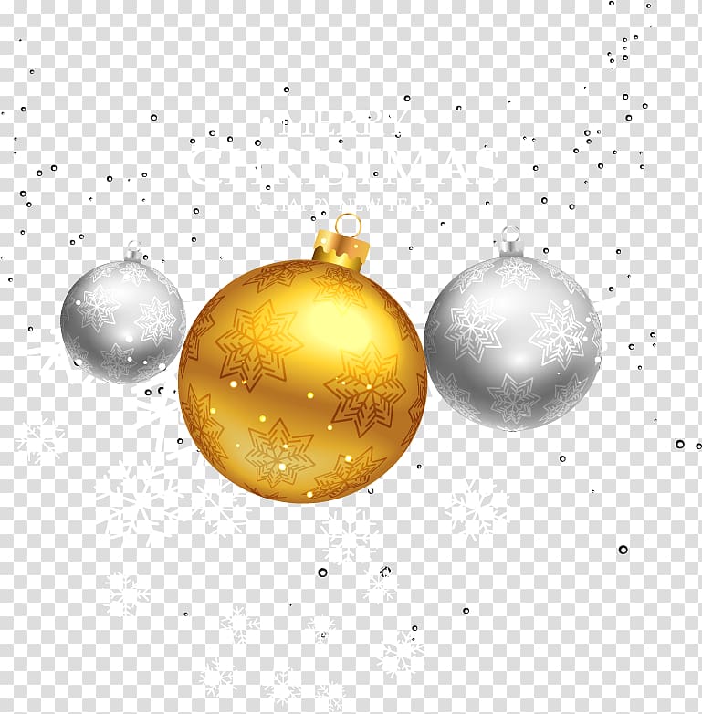 Christmas Ball Gold Computer file, Three Christmas balls transparent background PNG clipart