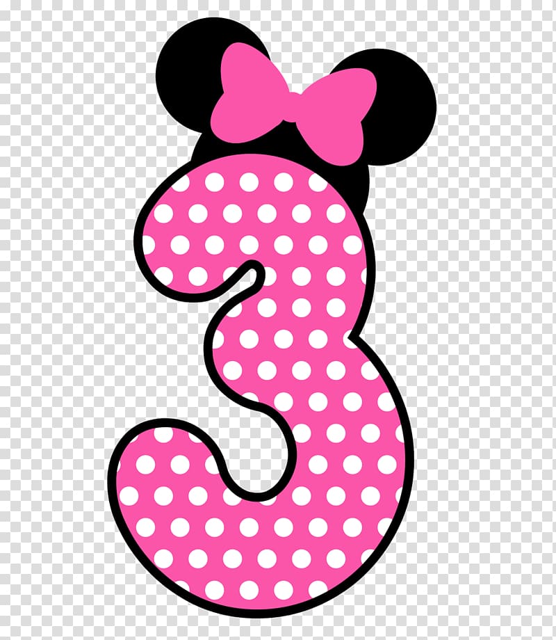 Minnie Mouse number 3 , Minnie Mouse Mickey Mouse Polka dot , minnie mouse transparent background PNG clipart
