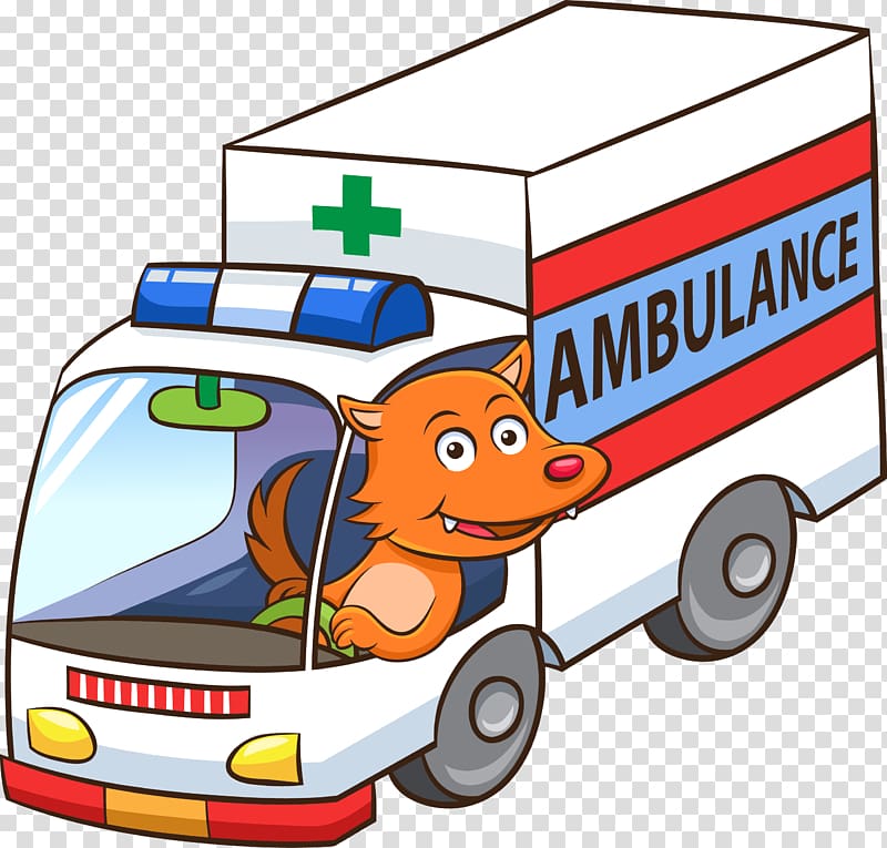 Cartoon Illustration, ambulance cartoon fox transparent background PNG clipart