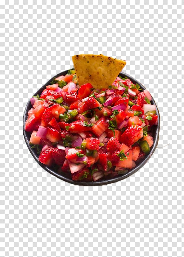 Strawberry Salsa Pico de gallo Vegetarian cuisine Lemonade, Strawberry Salad transparent background PNG clipart