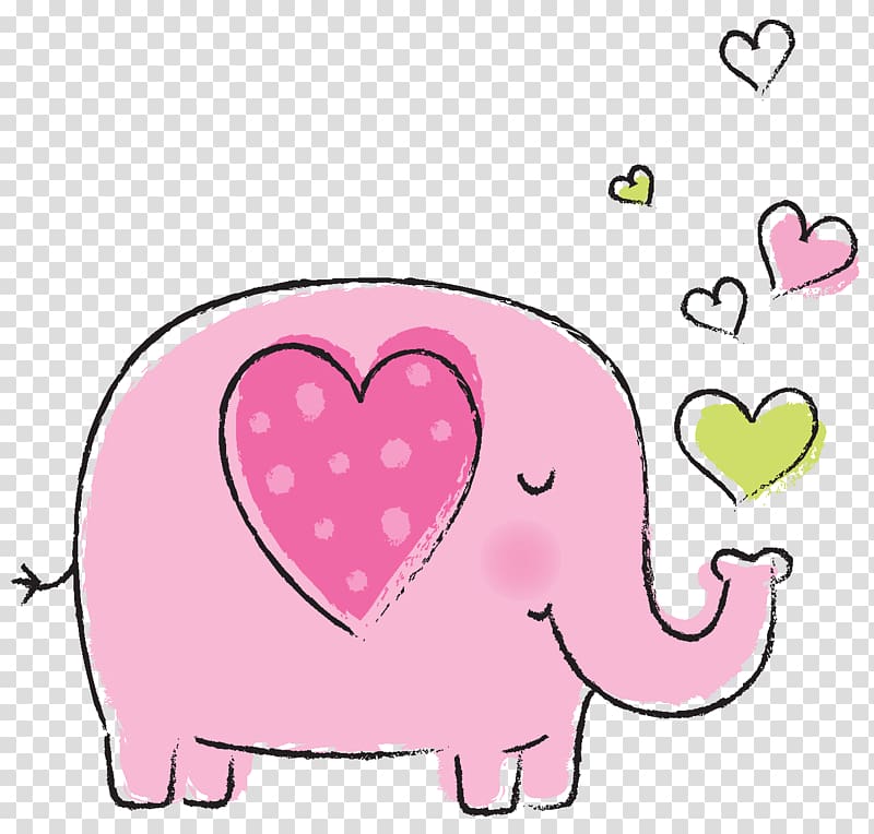 pink pig illustration, Love Elephant , cute elephant transparent background PNG clipart