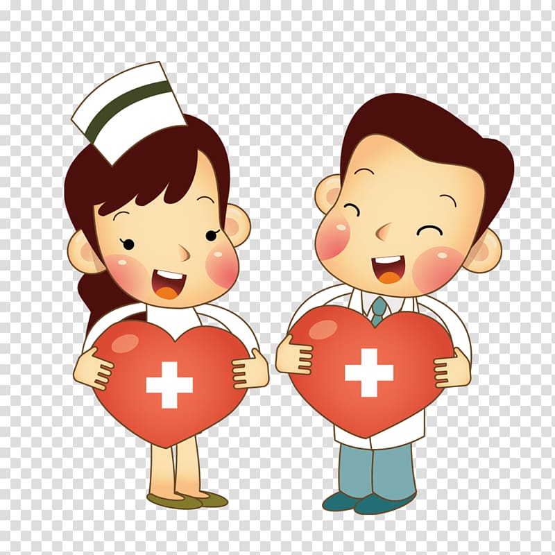 nurse and doctor illustration, Nurse Physician Cartoon, Holding caring doctors and nurses transparent background PNG clipart