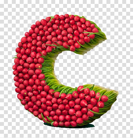 Strawberry Superfood Typography Letter, C transparent background PNG clipart