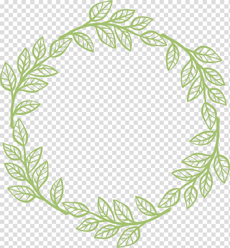 green foliage digital frame illustration, Designer Garland, Garland lace hand-painted border transparent background PNG clipart