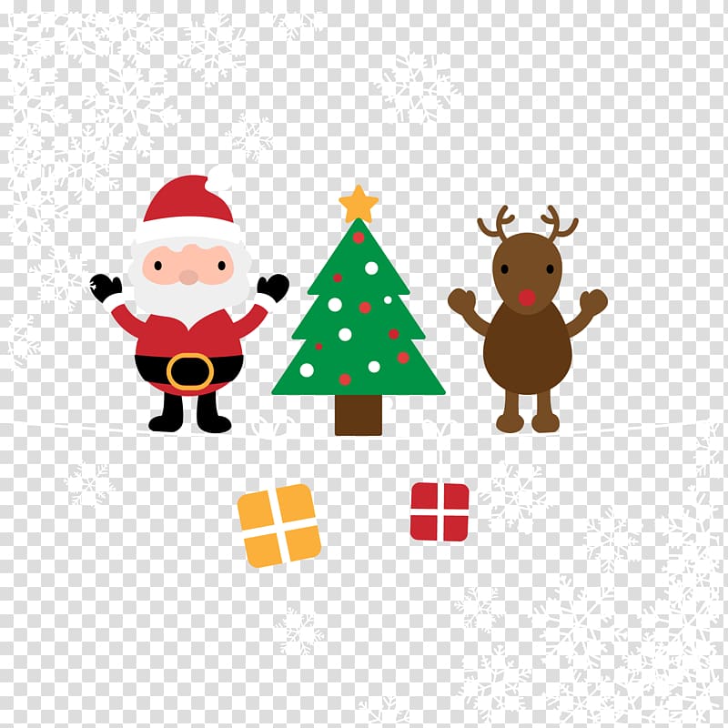 Santa Clauss reindeer Santa Clauss reindeer Christmas, Cartoon Santa Claus and reindeer material transparent background PNG clipart