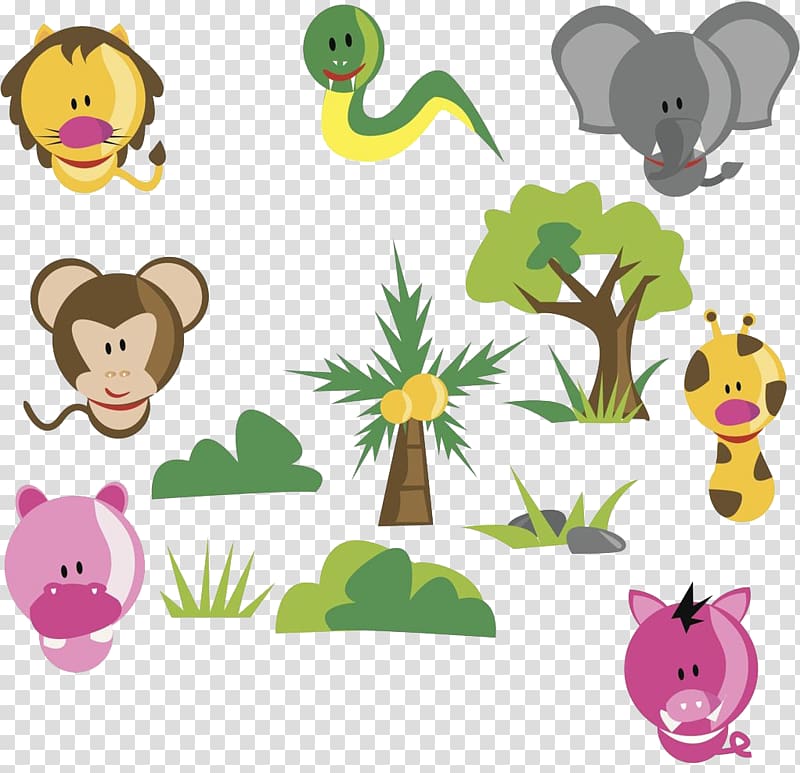 assorted-color wild animals art, Tropical rainforest Okapi Animal, Tropical rainforest animals transparent background PNG clipart