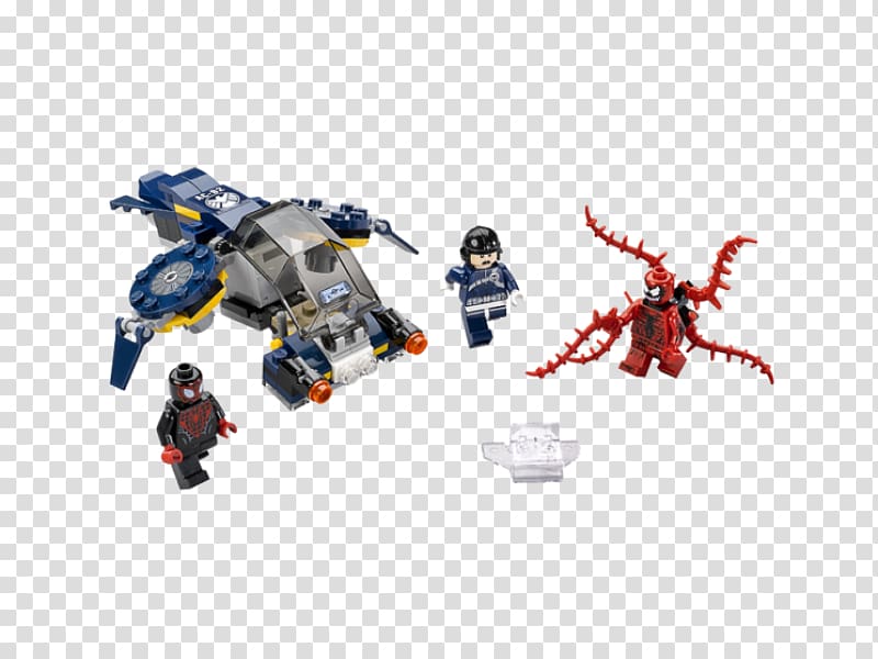 Lego Marvel Super Heroes Spider-Man LEGO 76036 Marvel Super Heroes Carnage\'s SHIELD Sky Attack Lego minifigure, lego agent carnage transparent background PNG clipart