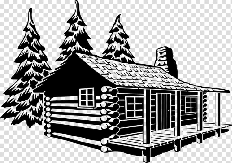 Log cabin Black and white Cottage , cabinfree transparent background PNG clipart