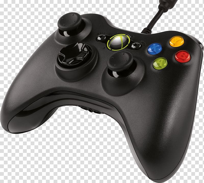 black Xbox 360 corded controller illustration, Xbox Controller Side View transparent background PNG clipart