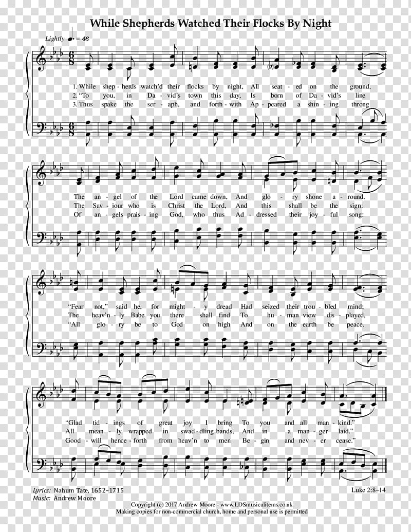 Sheet Music O Little Town of Bethlehem Hymnal Choir, sheet music transparent background PNG clipart