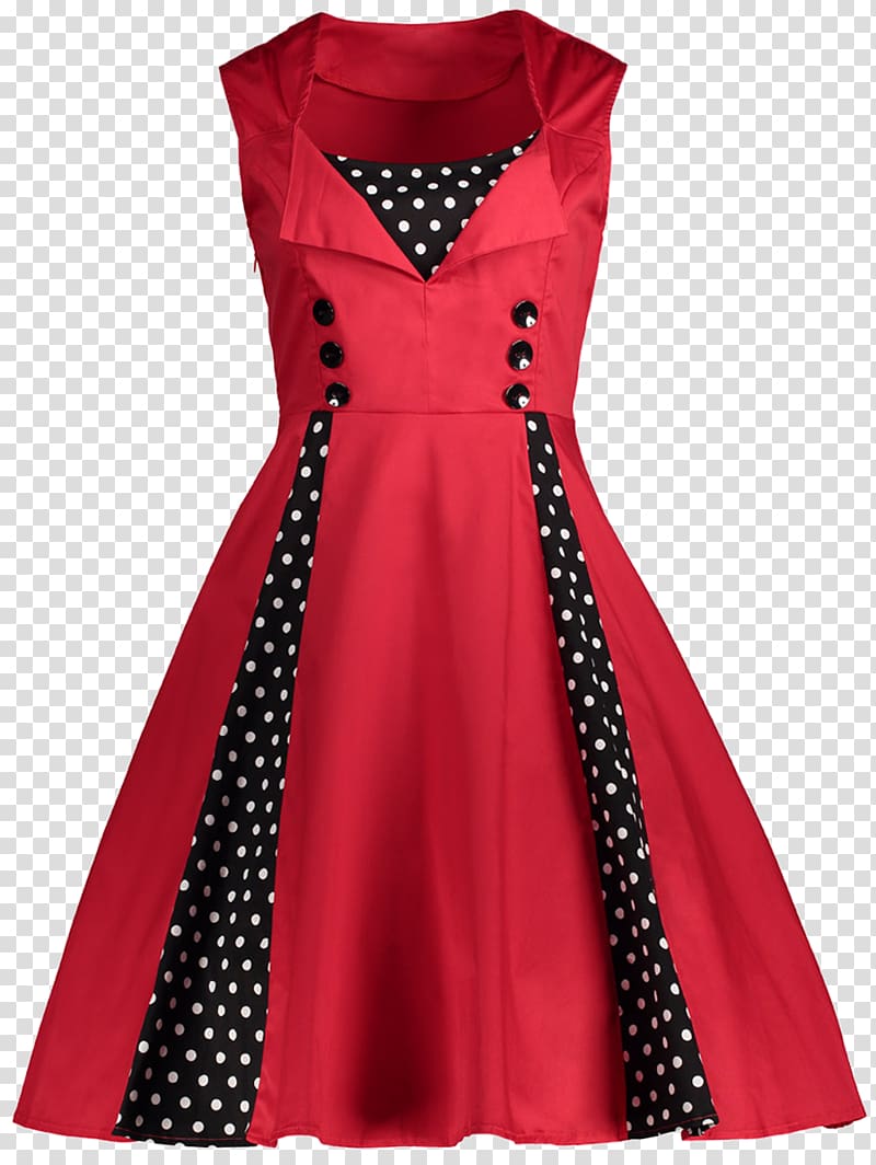 Dress 1950s Polka dot Vintage clothing Retro style, formal dress transparent background PNG clipart