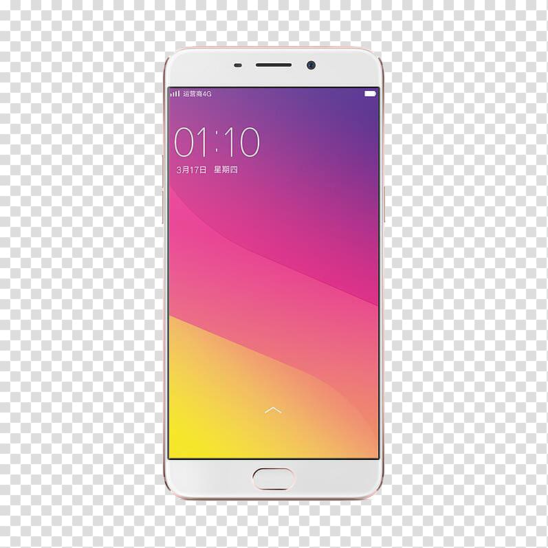 turned-on white Android smartphone displaying time at 01:10, Smartphone OPPO R9s Feature phone OPPO Digital, oppo phone transparent background PNG clipart