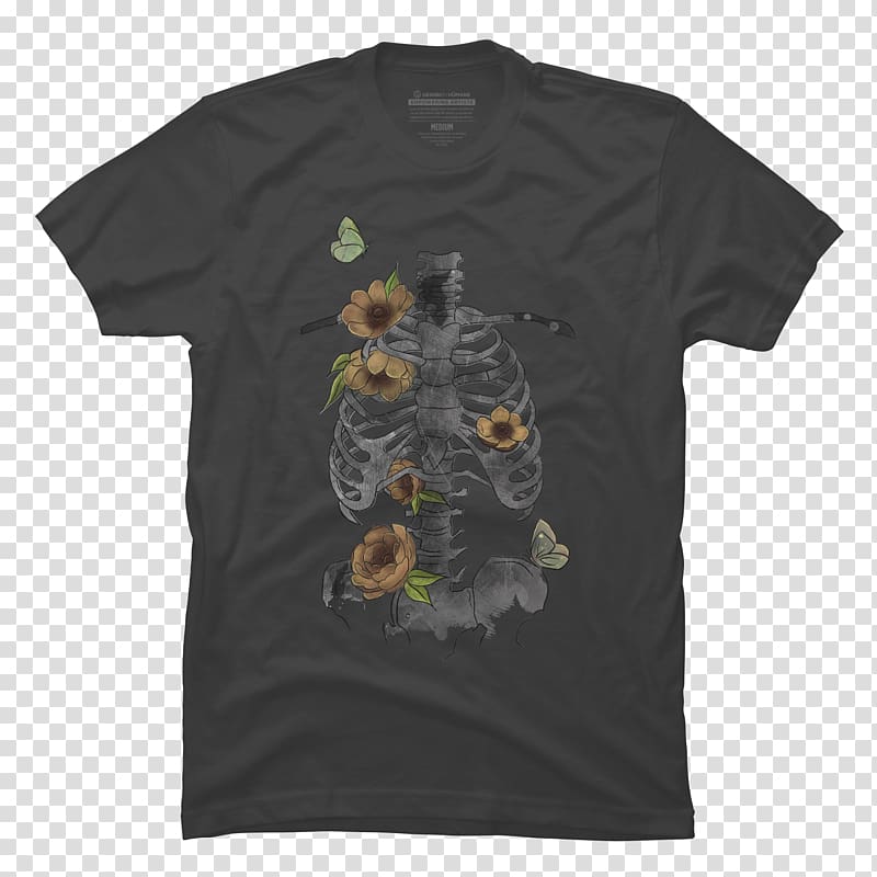 Printed T-shirt Sleeve Clothing, flower bones transparent background PNG clipart