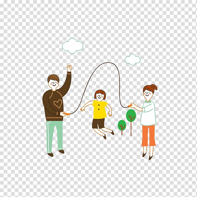 Jump Ropes Jumping Sport Illustration, Cartoon hand-painted rope skipping family transparent background PNG clipart