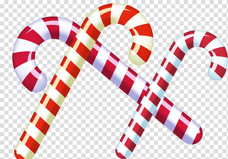 Candy cane Stick candy Christmas, Red and white lollipop transparent background PNG clipart