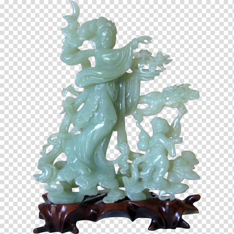 Chinese jade Sculpture China Statue, guanyin buddha transparent background PNG clipart