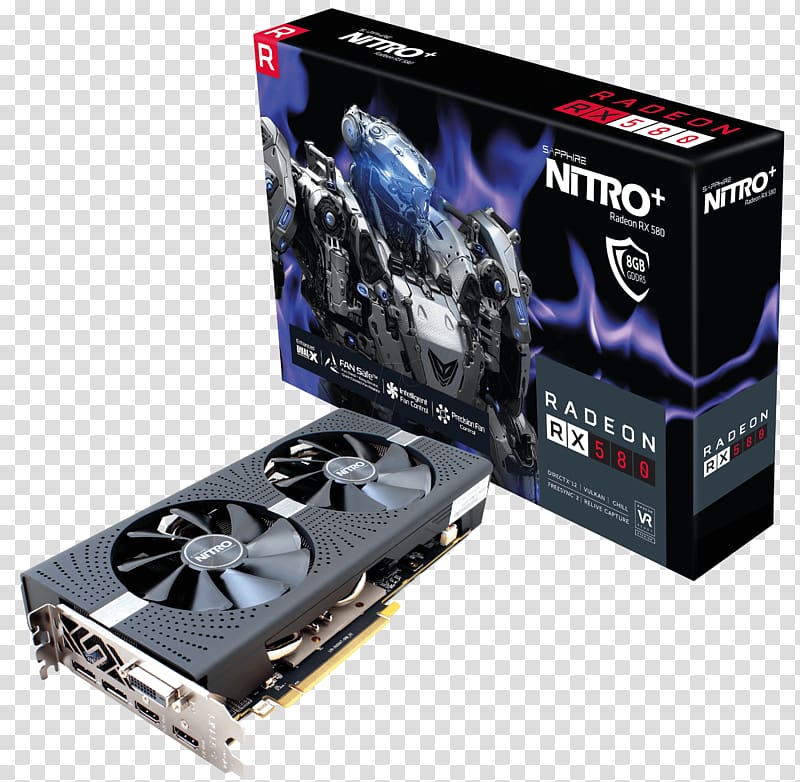 Graphics Cards & Video Adapters AMD Radeon RX 580 Sapphire Technology AMD Sapphire NITRO+ Radeon RX 580, others transparent background PNG clipart