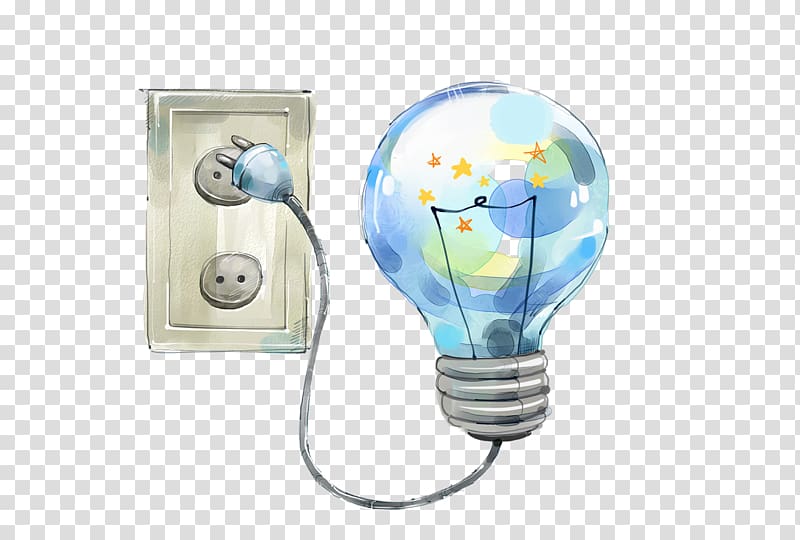 Environmental protection Energy conservation Comics Watercolor painting Illustration, Bulb cartoon illustration transparent background PNG clipart